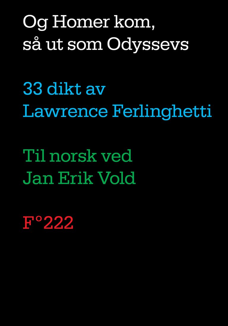 Omslag Og Homer kom, så ut som Odyssevs av Lawrence Ferlinghetti (Innbundet)