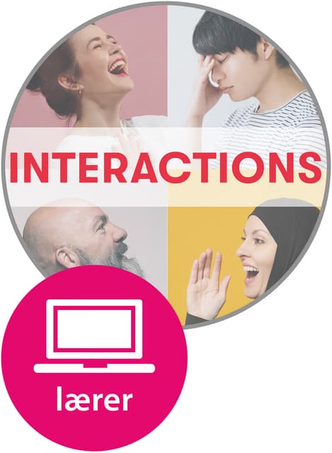 Omslag Interactions Lærernettsted (LK20) av Richard Burgess, Maria Casado Villanueva, Magne Dypedahl, Hilde Hasselgård og Tom Arne Skretteberg (Digital tjeneste)
