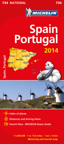Spania og Portugal 2014 (MI 734) av Michelin (Kart, falset)