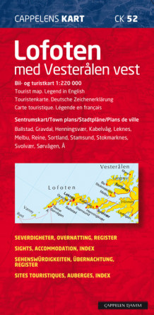 Lofoten med Vesterålen vest CK 52 av Cappelen Damm kart (Kart, falset)