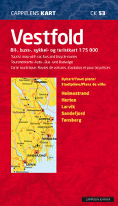 Vestfold turistkart (CK 53) av Cappelen Damm kart (Kart, falset)