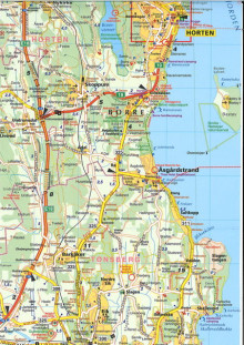 Vestfold veggkart (CK 53) av Cappelen Damm kart (Kart, falset)