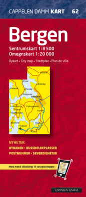 Bergen bykart/city map (CK 62) av Cappelen Damm kart (Kart, falset)