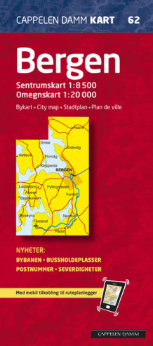 Bergen bykart/city map (CK 62) av Cappelen Damm kart (Kart, falset)