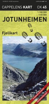 Jotunheimen fjellkart (CK 45) av Cappelen Damm kart (Kart, falset)