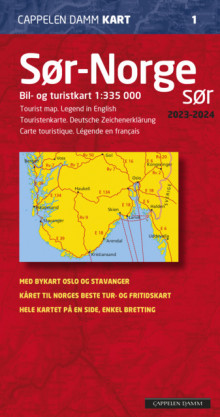 Sør-Norge sør 2023-2024 brettet (CK 1) av Cappelen Damm kart (Kart, falset)