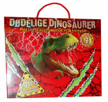 Dødelige dinosaurer. 4 aktivitetshefter. Klistemerker. Emballert i eske med hanke (Pakke)