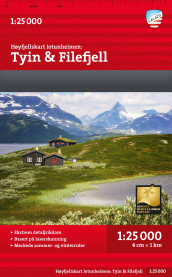 Høyfjellskart Jotunheimen: Tyin & Filefjell (Kart, falset)