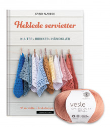 Heklede servietter + Vesle garn (Pakke)