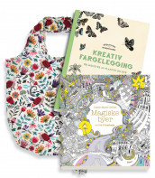 Omslag - 2 fargeleggingsbøker + lekkert handlenett