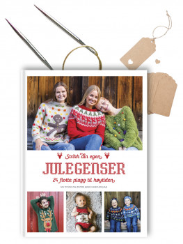 Omslag - Strikk din egen julegenser + rundpinne + pakkelapper